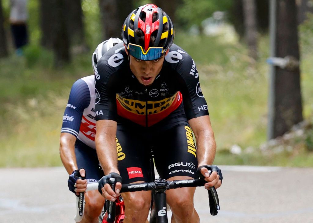 Wout van Aert (Jumbo-Visma) en route to victory on stage 11 of the 2021 Tour de France which went over Mont Ventoux twice