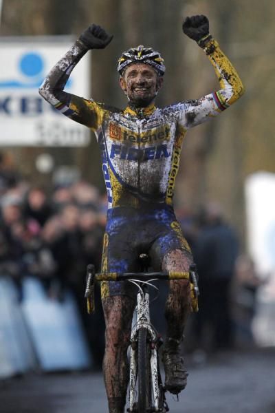 Wellens is relieved and ecstatic as he crosses the line in first place