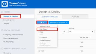 TeamViewer's user interface and deployment settings