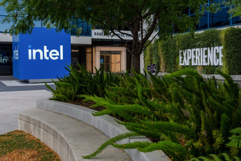 Intel HQ with logo and garden