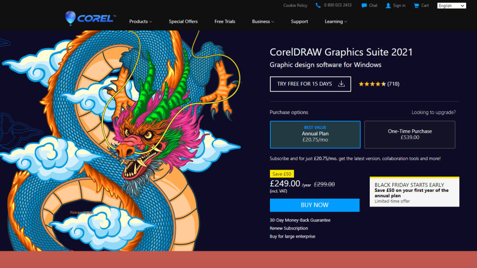 Website screenshot of CorelDRAW