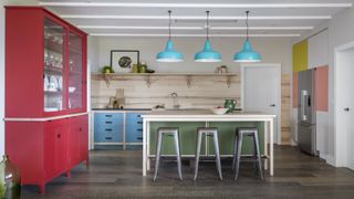 colourful freestanding kitchen