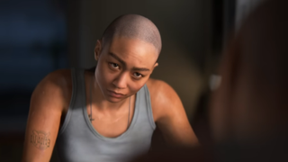 Protagonist looking at themself in a mirror