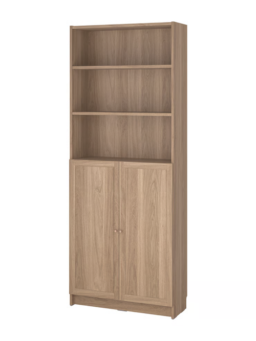 Billy / Oxberg Bookcase With Doors - Oak Effect 31 1/2x11 3/4x79 1/2 "