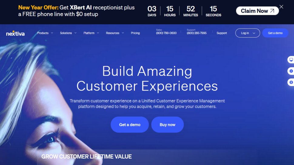 Nextiva website screenshot (January 2026).