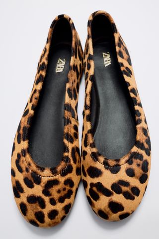 Leather Animal Print Ballet Flats