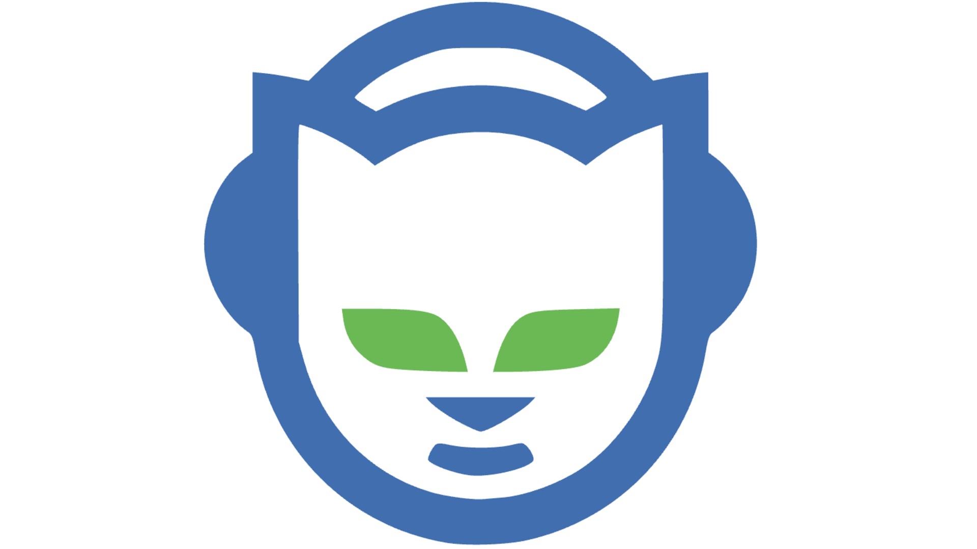 Napster logo, featuring an outline of a cartoon cat wearing headphones