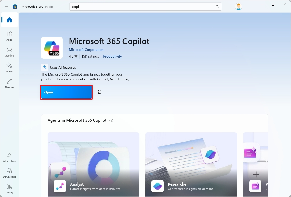 Microsoft 365 Copilot app install