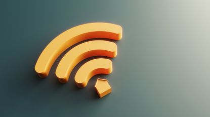 3D Wi-Fi symbol with house at bottom