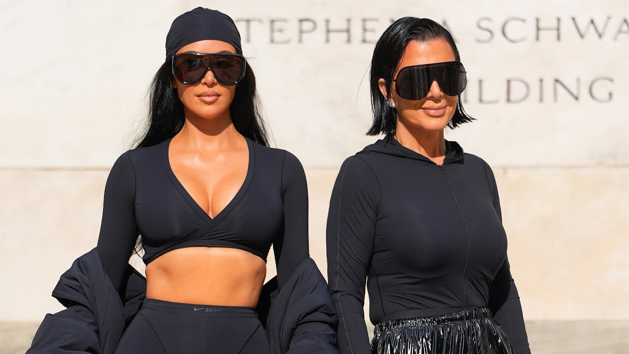 Kim Kardashian and Kris Jenner are seen on September 24, 2025 at a special presentation of NikeSkims at the New York Public Library in New York City.