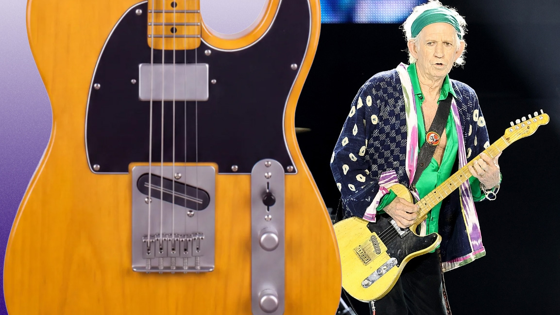 Eastwood Micawber five-string Tele and Keith Richards, the inspiration for the guitar