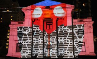 an ar projection by Renée Van Halm on the exterior of a building