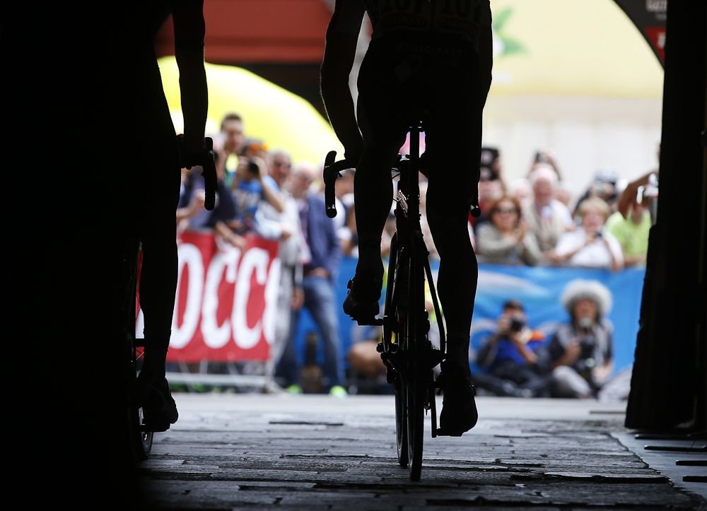 Riders take the start of the 12th stage of the 98th Giro d'Italia.