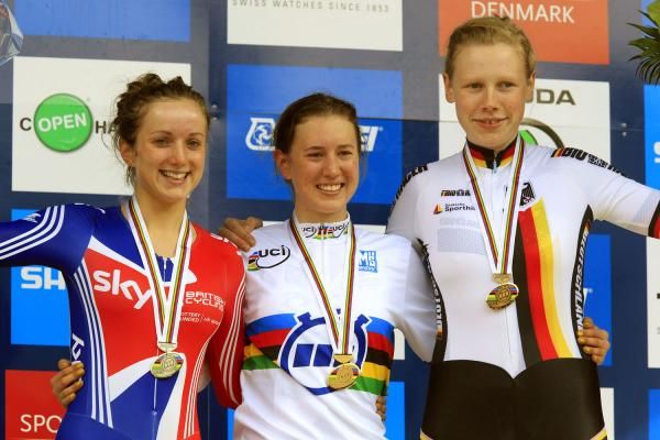 The Junior women's time trial podium