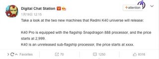 Redmi K40 with Snapdragon 870