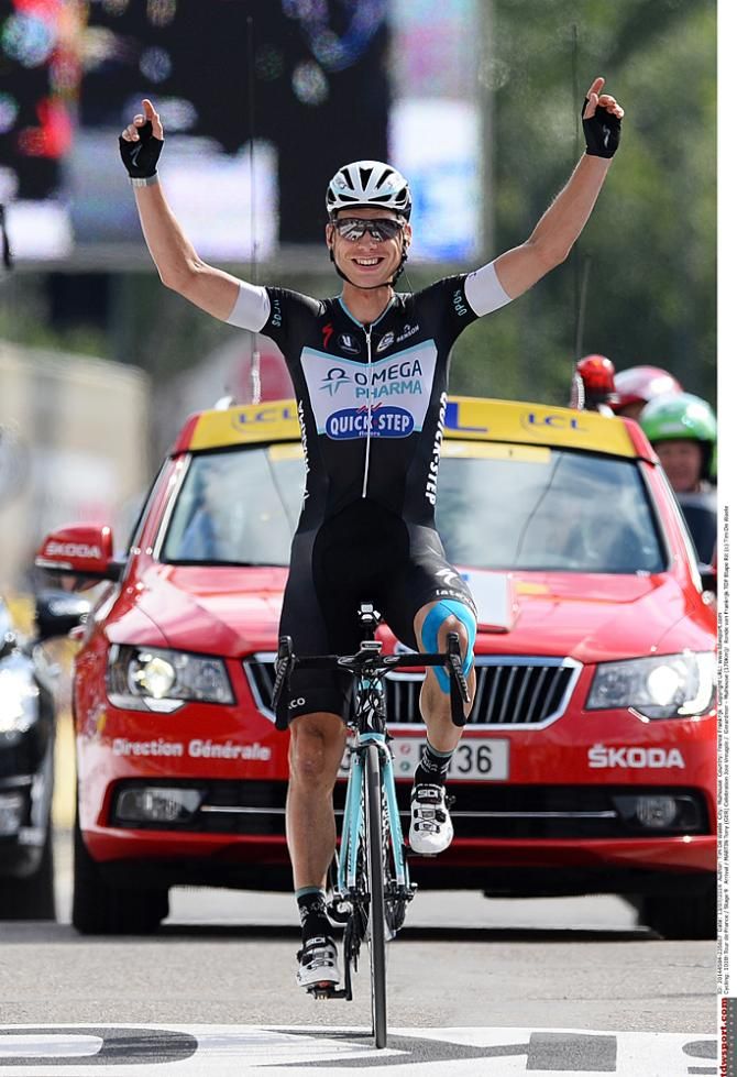 Tony Martin (Omega Pharma-Quickstep) celebrates his Tour de France stage victory