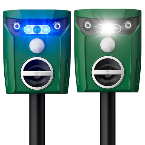 Solar Ultrasonic Animal Repeller, Deer Repellent Devices With Led Strober Light &amp;amp; Motion Sensor, Waterproof Cat Deterrent Repels Deer, Dog, Raccoon, Squirrel, Skunk, Rabbit,repellent for Yard