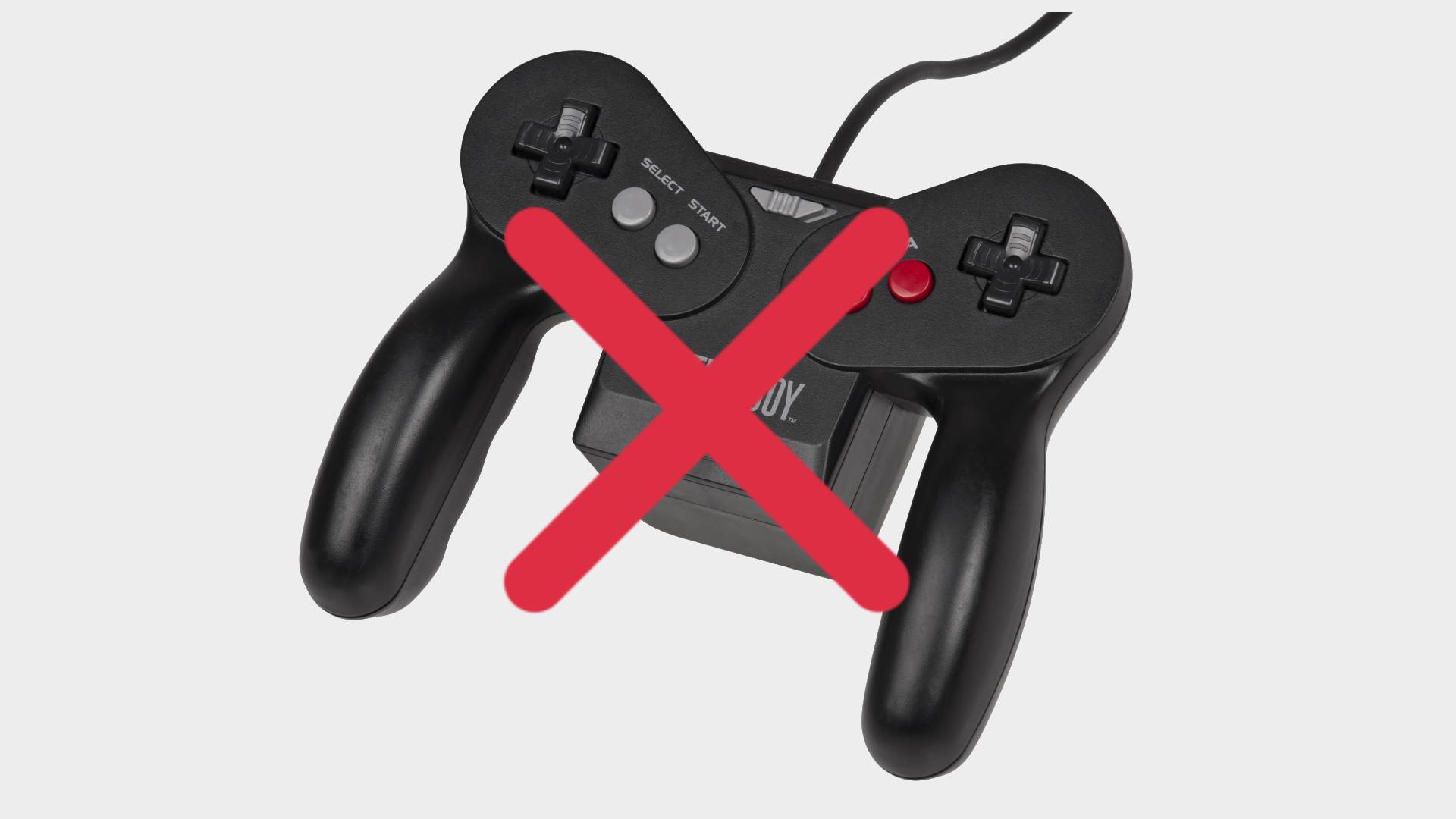 Virtual Boy controller with red cross in centre.