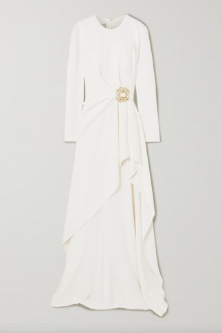 Elie Saab Asymmetric embellished draped crepe gown