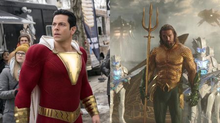 Zachary Levi in Shazam! and Jason Momoa in Aquaman