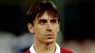 23 Nov 1999: Portrait of Gary Neville of Manchester United lining up for the UEFA Champions League Group B match against Fiorentina at the Artemio Franchi Stadium in Florence, Italy. Fiorentina won 2-0. \ Mandatory Credit: Alex Livesey /Allsport