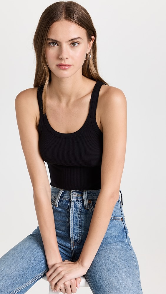 Re/done Cropped Ribbed Tank