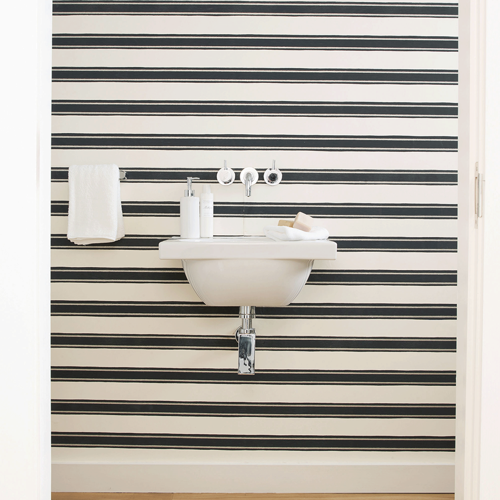 striped bathroom
