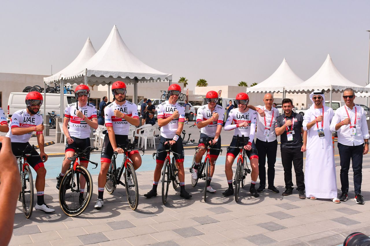 The UAE Team Emirates squad is racing on home turf