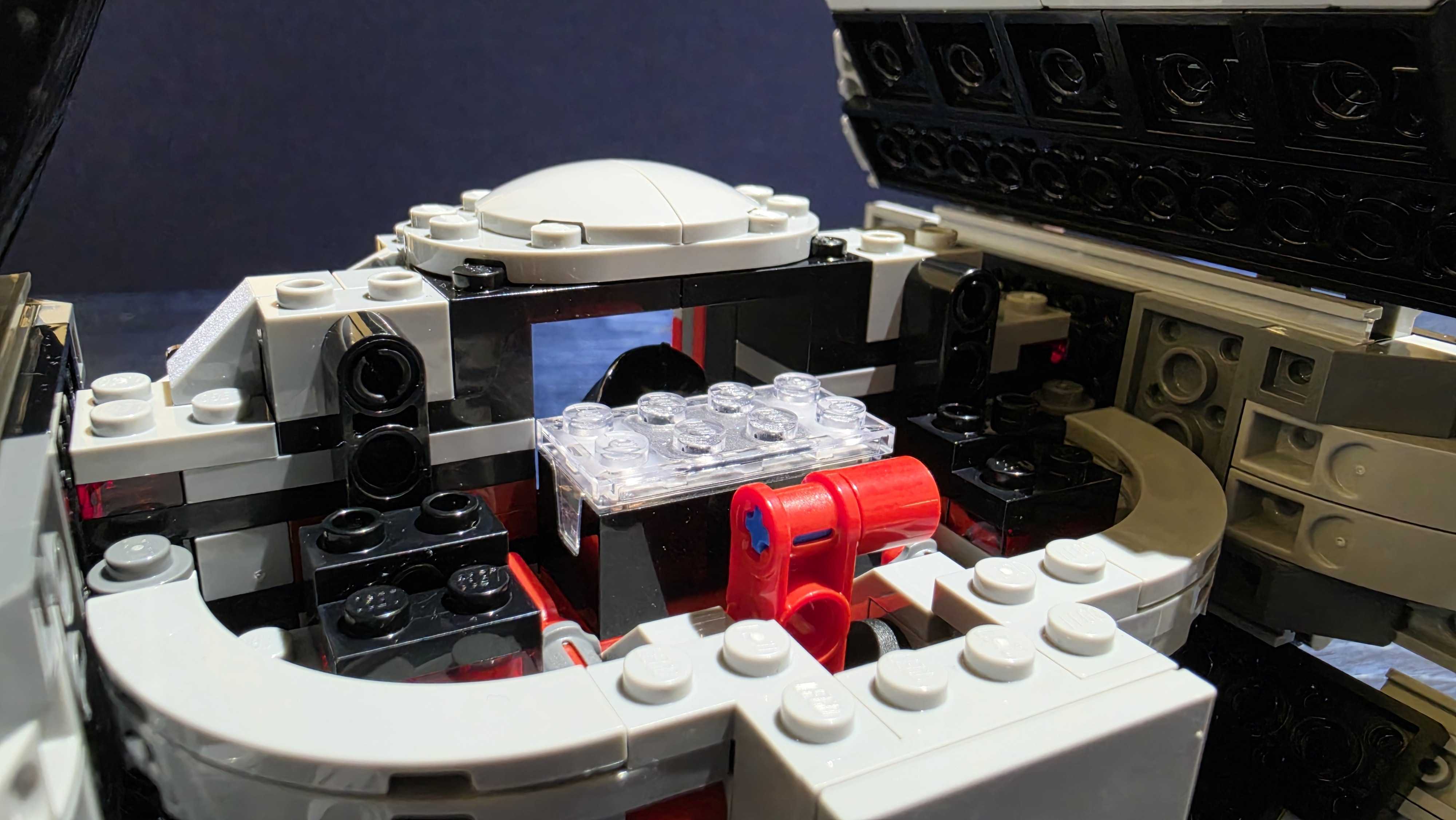 The Lego TIE Fighter with Darth Vader and a rebel fighter