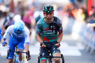 LEITZA SPAIN APRIL 04 Ide Schelling of The Netherlands and Team BORAHansgrohe celebrates at finish line as stage winner during the 62nd Itzulia Basque Country 2023 Stage 2 a 1938km stage from Viana to Leitza UCIWT on April 04 2023 in Leitza Spain Photo by David RamosGetty Images