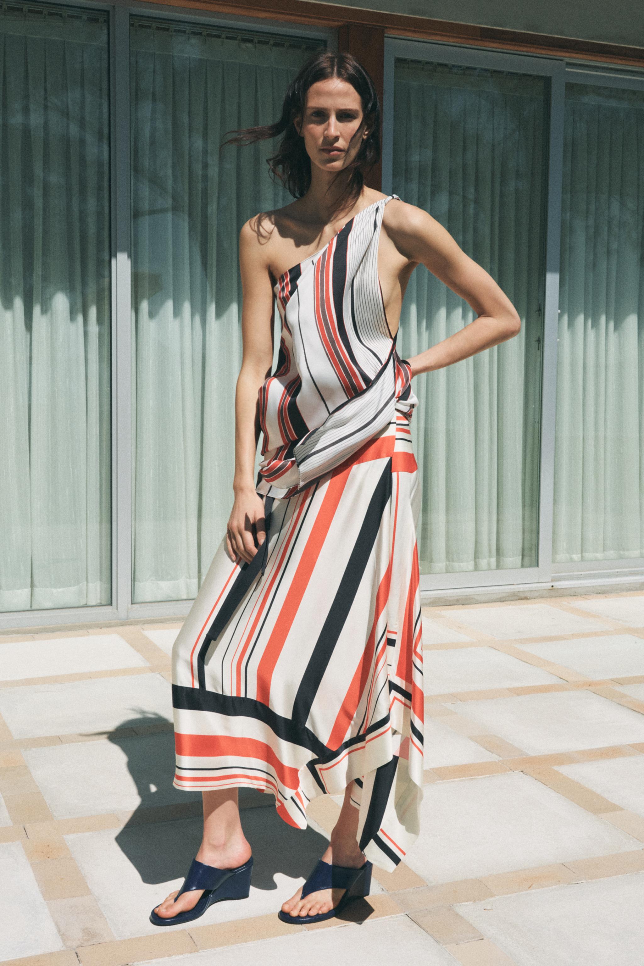 Asymmetric Striped Skirt Zw Collection