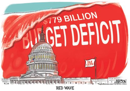 Political cartoon U.S. red wave budget deficit tax cuts congress