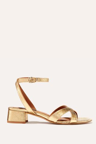 Margaux- The Lena Sandal Gold Crinkle Nappa