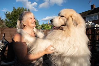 Susan with her Pyrenean Sheepdog Boris in Big Dog Britain 