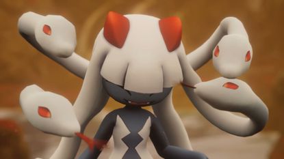 Palworld 1.0 launch trailer screenshot shows a smiling Pal with snakes for hair