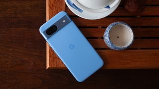 The Google Pixel 8a in the Bay blue colorway