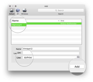 Add a new AirPrint printer.