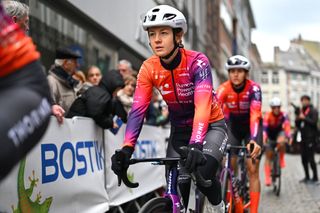 HUY BELGIUM APRIL 17 Ruth Edwards of The United States and Team Human Powered Health prior to the 27th La Fleche Wallonne Feminine 2024 a 146km one day race from Huy to Huy UCIWWT on April 17 2024 in Huy Belgium Photo by Luc ClaessenGetty Images