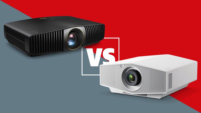 A graphic showing the BenQ W5850 projector and Sony vpl-XW5000ES projector next to each other