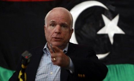 Sen. John McCain (R-Ariz.) visited Libya&amp;#039;s rebel opposition leadership, just as the U.S. began deploying Predator drones targeting Gadhafi forces. 