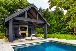 An outdoor space painted black