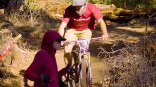 MTB rider in near collision with hiker
