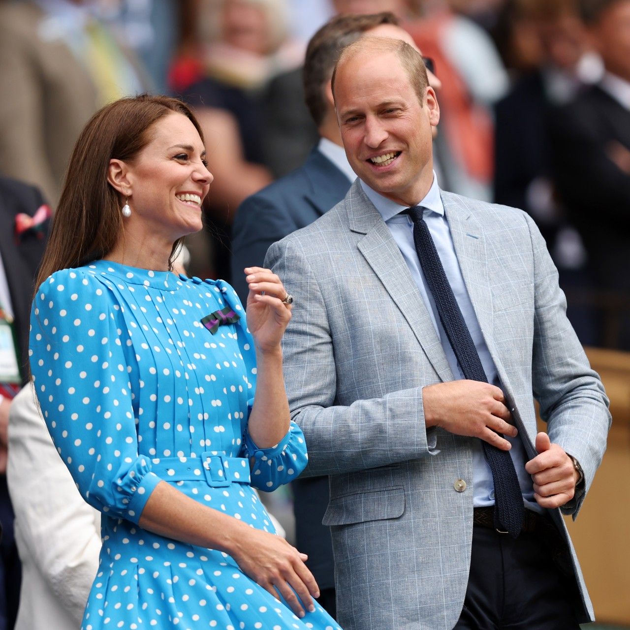 Catherine, Duchess of Cambridge and Prince William, Duke of Cambridge watch from the Royal Box as Novak Djokovic of Serbia wins against Jannik Sinner of Italy during their Men's Singles Quarter Final match on day nine of The Championships Wimbledon 2022 at All England Lawn Tennis and Croquet Club on July 05, 2022 in London, England.
