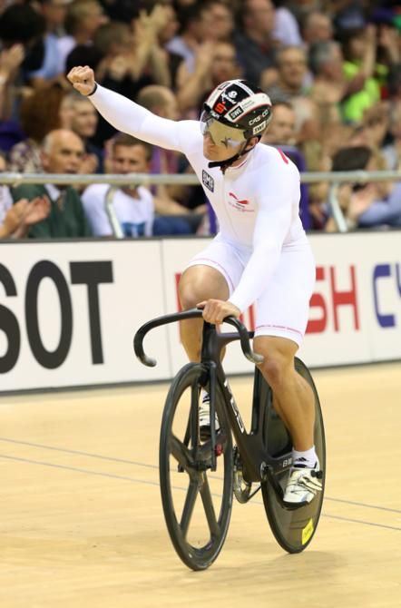 The German team celebrate their team sprint gold medal victory