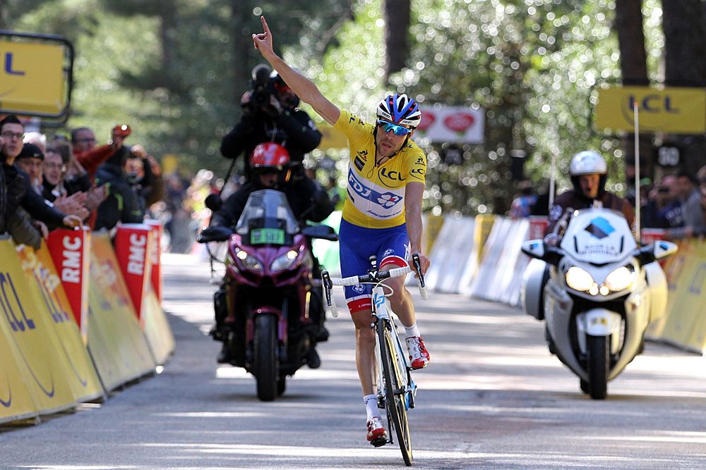Thibaut Pinot (FDJ) celebrates his win in Criterium International