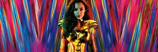 Gal Gadot with a vibrant background for Wonder Woman 1984