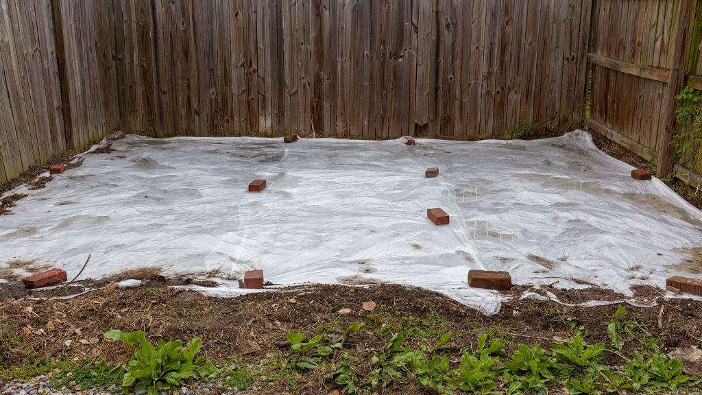 Plastic covering a garden