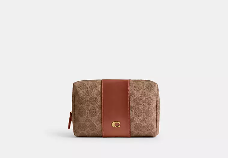 coach, Essential Cosmetic Pouch In Signature Canvas
