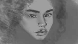 Closeup of a woman sketch in Photoshop