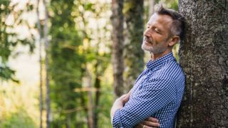 Man in forest